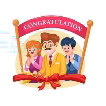 People Cutting Ribbon Celebration New Business Mascot Illustration vector