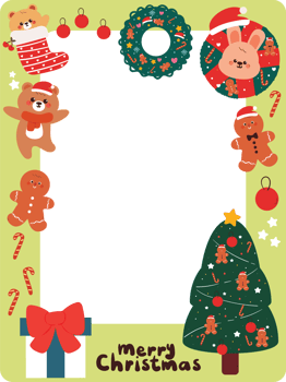 hand drawing cartoon cute frame with christmas theme doodle sticker png