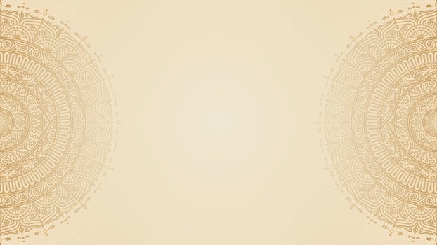 Traditional Intricate Mandala Design with Circular Motif And Golden Brown Elements on Clean Beige Background vector