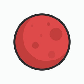 full red moon with outline in flat design. vector