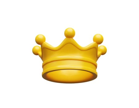 3d render gold crown. Three-dimensional illustration monarch icon. King, queen, princess, prince - royalty symbol. Classic casino reward. Emperor realistic diadem is power. Luxury tressure vector