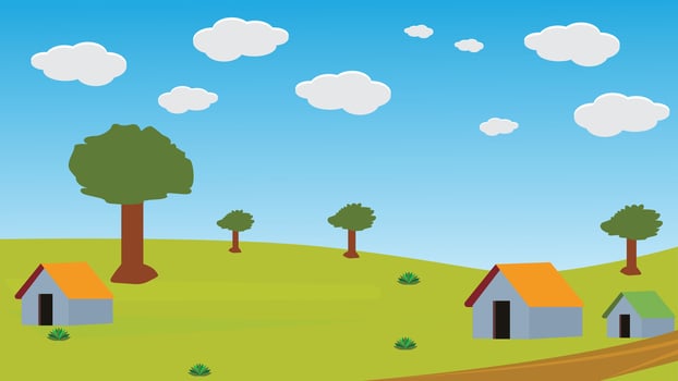 Nice Village Illustration Design Awesome vector
