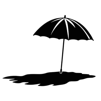 Beach Umbrella Silhouetted Casting a Shadow on White Background vector