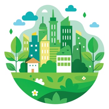 Concept of renewable energy. Green city vector