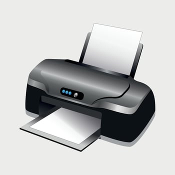 inkjet color office printer icon with paper on white background vector