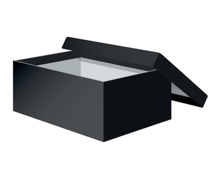 black open cardboard box on white background vector