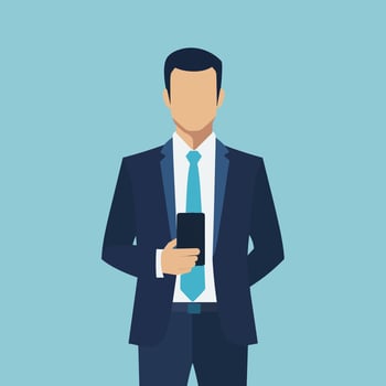Businessman Holding Smartphone, Faceless Minimalist Illustration vector