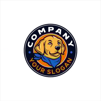 Dog blue bandana emblem.suitable for branding and logos for pet shops, animal lovers, veterinarians vector