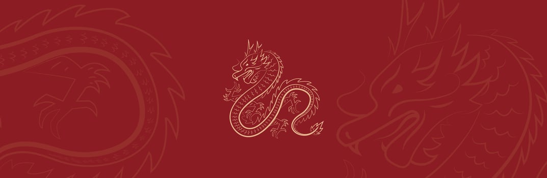 Chinese new year, year of the dragon banner template design with dragons for banner vector