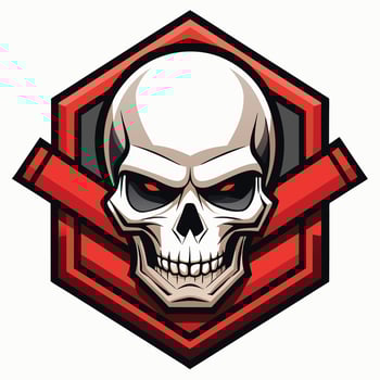Skull and crossbones design with a bold, graphic outline vector