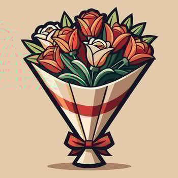 Vibrant Valentine's Day bouquet with elegant red and white roses vector