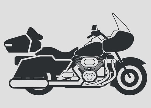 black and white cruiser motorcycle icon on white background vector