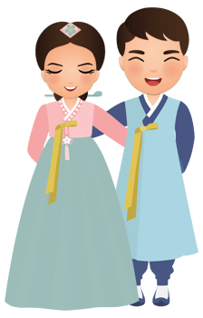 Couple in Korean traditional dress hanbok png