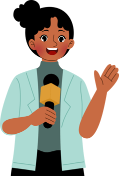 cute news reporter explain things png