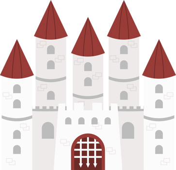 cute red roofed castle illustration png