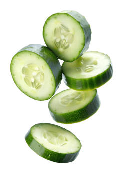cucumber slices Floating in mid-air isolated on transparent background png