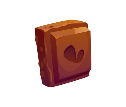Cartoon chocolate square piece, indulgent dessert vector