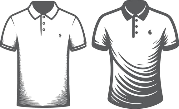 Rustic Polo Shirt Retro Line Art Illustration vector