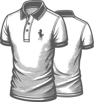 Vintage Polo Shirt Artistic Monochrome Line Art vector