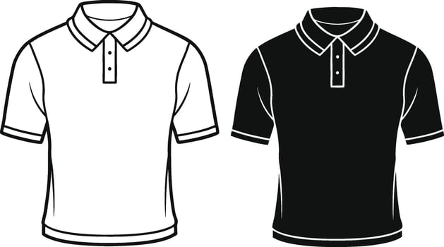 Stylish Polo Shirt Retro Black Line Art vector