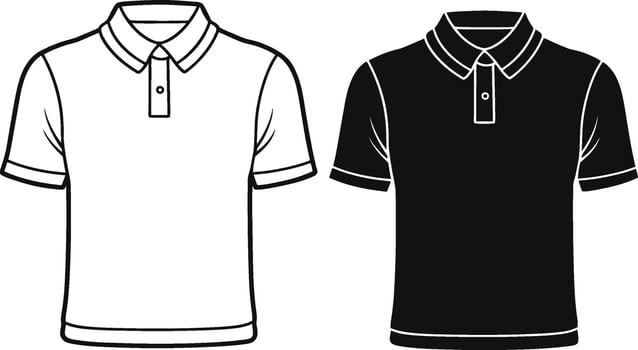 Sophisticated Polo Shirt Black Linework Art vector
