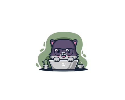 The Cat In Glasses at the Workplace Illustration vector