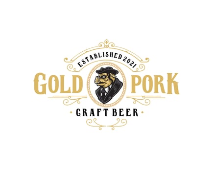 Gold Pork Carft Beer Label vector
