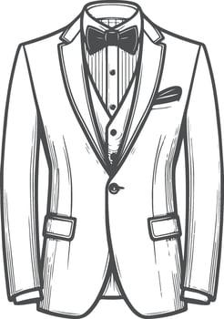 Artistic Tuxedo Shirt Classic Black Line Art vector