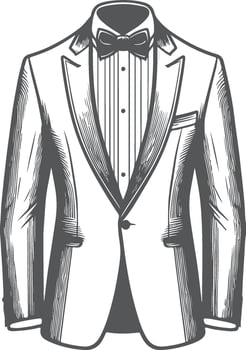 Detailed Tuxedo Shirt Artistic Black Outline vector