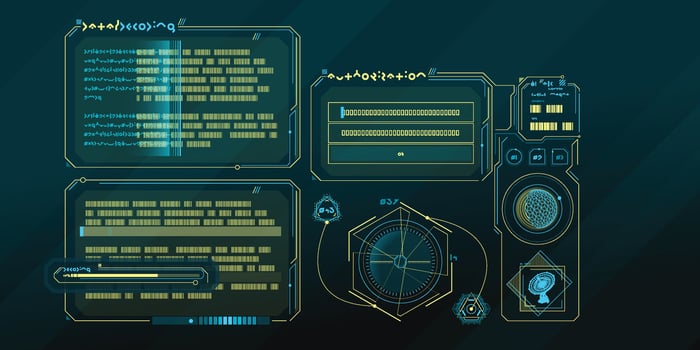 Sci-fi HUD interface for data research. vector