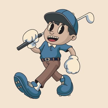 Illustration of Golfer Cute Guy Holding Golf Vintage Sport Mascot Character Cartoon Design vector