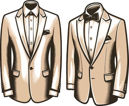 Timeless Tuxedo Shirt Monochrome Line Drawing vector