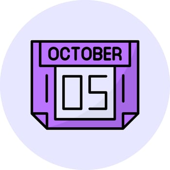 5 October Filled Circle Fill Style Icon vector