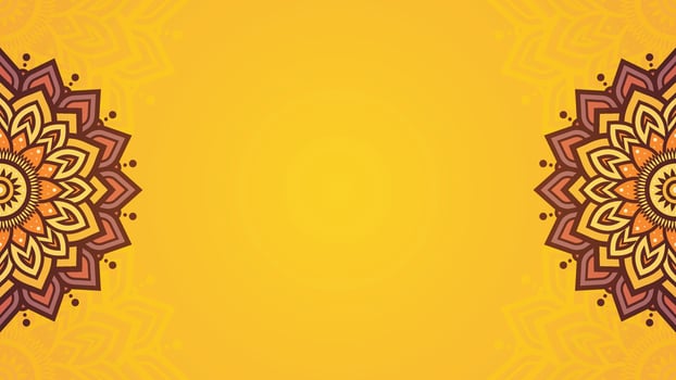 Elegant Yellow Background with Decorative Mandala Corners and Vibrant Detailed Patterns vector