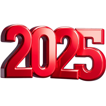 The word 2025 is shown in red png