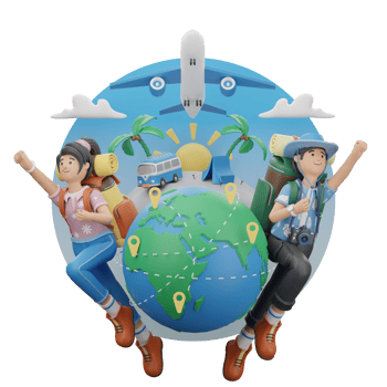 Around the world 3D Illustration png