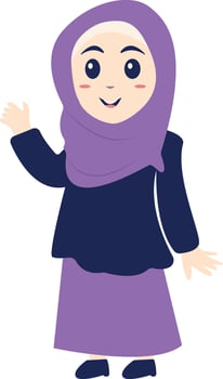 Little Women Muslim Character with Hijab and Dress vector