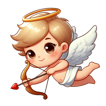 A cute little cupid flying with an arrow png