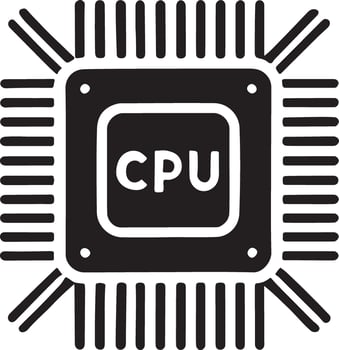 Simple CPU Central Processing Unit Microchip Icon Graphic vector