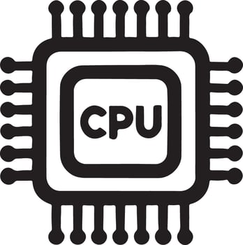 Central Processing Unit CPU Microchip Silhouette Illustration Graphic vector