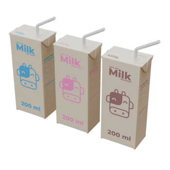 Medium Milk Isometric Front Right View in Three Variant 3D Render Design Element png