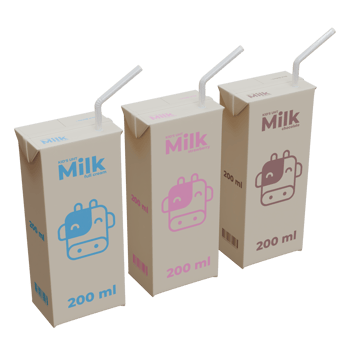 Medium Milk Isometric Front Left View in Three Variant 3D Render Design Element png
