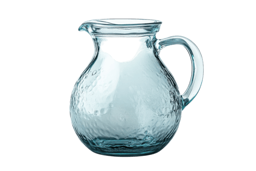 Elegant clear glass pitcher showcasing a textured design suitable for serving drinks at gatherings png