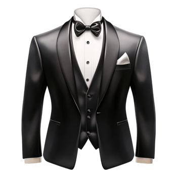 A black tuxedo with a white bow tie png