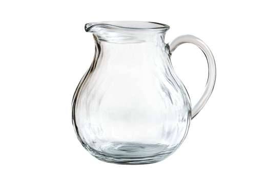 Elegant clear glass pitcher on a soft gradient background showcasing its design and craftsmanship png
