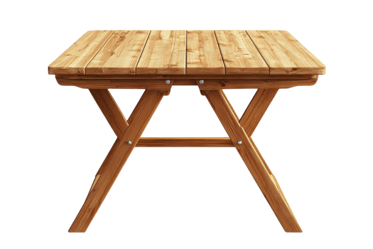 Rustic wooden table with a folding design for outdoor use in a backyard setting png