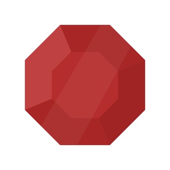 Ruby stone icon, isolated on white background. Red gemstone flat design. vector