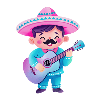 Mexican boy playing guitar png
