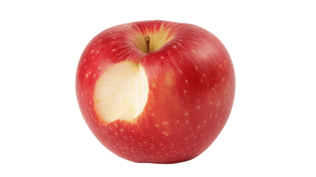 A Bright Red Apple with a Bite Taken Out - Perfect for Illustrating Healthy Eating, Nutrition, or Temptation in Various Media. png