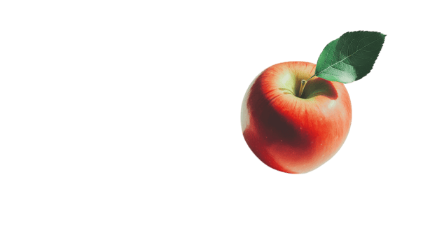 A Vibrant Red Apple with a Green Leaf Attached, Perfect for Showcasing Freshness in Food-Related Designs and Marketing Materials. png